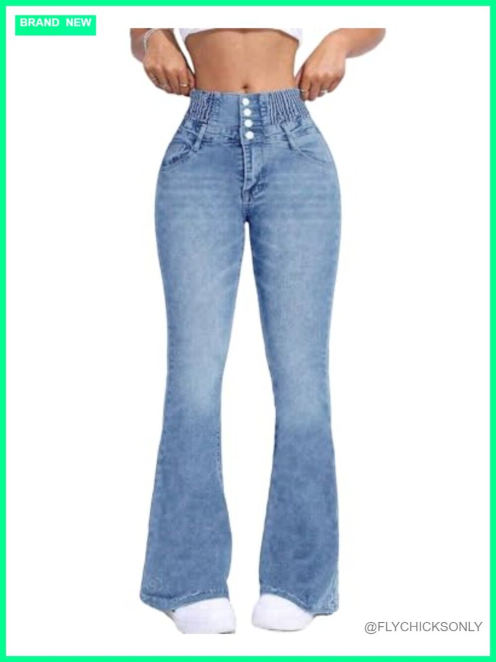 High Waisted Flare Jeans Wide Leg Bell Bottoms Stretchy Denim Tummy Control